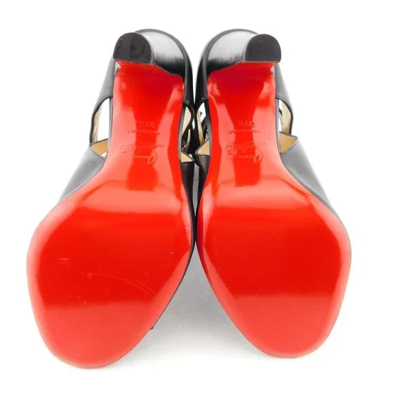 Unworn CHRISTIAN LOUBOUTIN Black Bootie Heels 37.5 - Picture 9 of 13